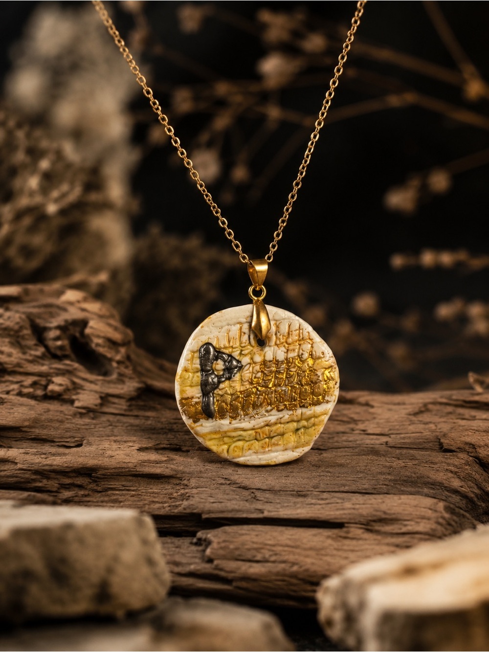 Ancient Viking Rune Necklace Handmade Nordic Ceramic Artifact Pendant - Picture 4 of 10